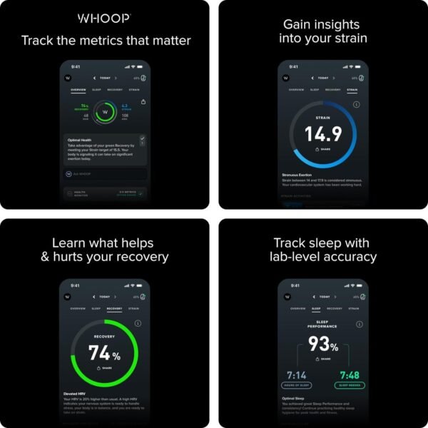 WHOOP 4.0 With 12 Month Subscription – Wearable Health, Fitness & Activity Tracker – Continuous Monitoring, Performance Optimization, Heart Rate Tracking – Improve Sleep, Strain, Recovery, Wellness - Image 6