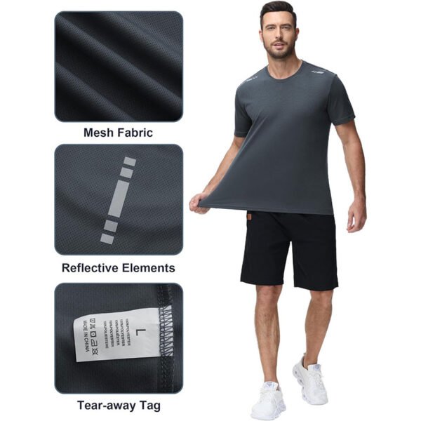 Zoofly Mens Tshirt 3 Pack Gym Workout T Shirts Quick Dry Sports T-Shirt Crew Neck Short Sleeve Athletic T Shirt - Image 2