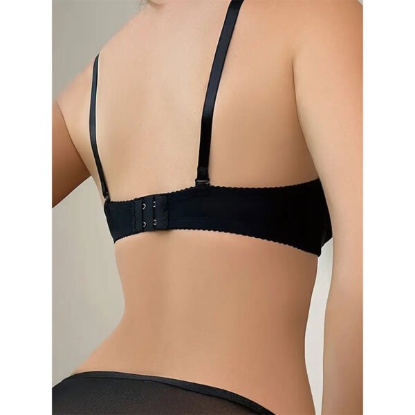 Contrast Lace Bra & Panties, Bow Tie Push Up Bra & Elastic Panties Lingerie Set, Women's Lingerie & Underwear - Image 2
