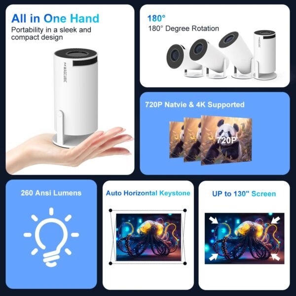 Magcubic Projector HY300 Pro 4K Android 11 Dual Wifi6 260ANSI Allwinner H713 BT5.0 1080P 1280*720P Home Cinema Outdoor Projetor - Image 6