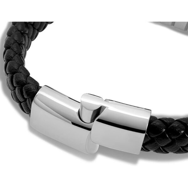 SERASAR Premium Leather Men Bracelet - Magnetic Stainless Steel Clasp Black, Silver & Gold - Jewelry Box - Great Gift Idea - Image 7