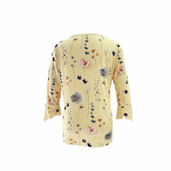 Floral Print Button Front T-shirt, Casual Flared Sleeve Top For Spring & Fall, Women's Clothing - Image 2
