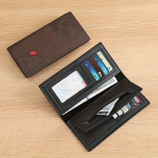 1pc Black PU Leather Business Wallet, Casual Portable Coins Purse, Durable Card Holder With Large Capacity, Multiple Card Slots, Perfect Gift For Teacher's Day, Valentine's Day, Birthday, Christmas, Father's Day - Image 2