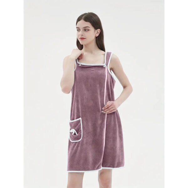 Fuzzy Buttons Lounge Robe, Warm & Comfy Sleeveless Lounge Robe With Pockets, Women's Loungewear & Sleepwear - Image 2