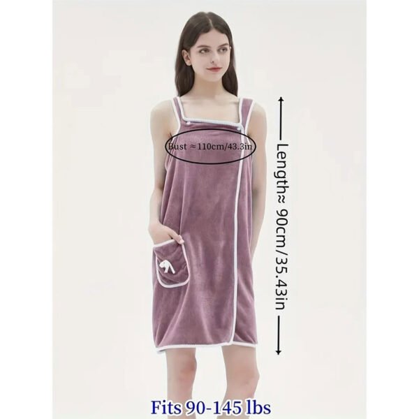 Fuzzy Buttons Lounge Robe, Warm & Comfy Sleeveless Lounge Robe With Pockets, Women's Loungewear & Sleepwear - Image 3