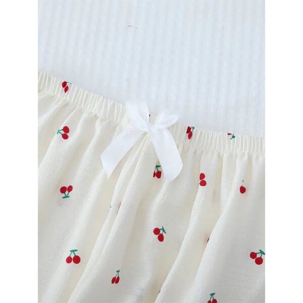 Cherry Print Pajama Set, Long Sleeve Buttons Top & Elastic Waistband Pants, Women's Sleepwear & Loungewear - Image 4