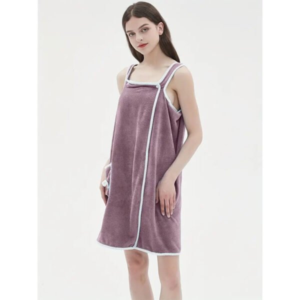 Fuzzy Buttons Lounge Robe, Warm & Comfy Sleeveless Lounge Robe With Pockets, Women's Loungewear & Sleepwear - Image 4