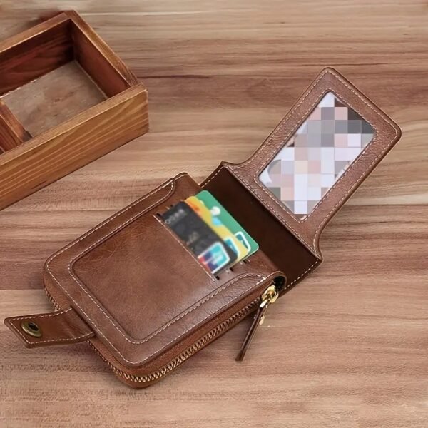 1pc Men's Fashionable Tree Pattern Zipper Buckle, PU Credit Card Card Holder, Small Zipper Coin Storage Zipper Button Closure Business Wallet, Ideal Gift For Men - Image 5