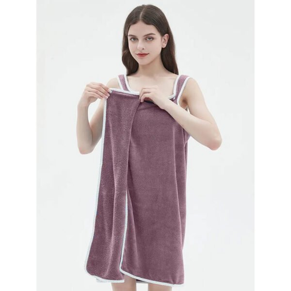 Fuzzy Buttons Lounge Robe, Warm & Comfy Sleeveless Lounge Robe With Pockets, Women's Loungewear & Sleepwear - Image 5
