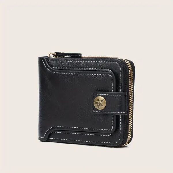 1pc Men's Fashionable Tree Pattern Zipper Buckle, PU Credit Card Card Holder, Small Zipper Coin Storage Zipper Button Closure Business Wallet, Ideal Gift For Men - Image 3