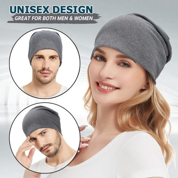 EINSKEY Cotton Slouchy Beanie Hat for Men/Women, Lightweight Oversize Large Thin Skull Cap Chemo Cap Night Sleeping Cap - Image 4