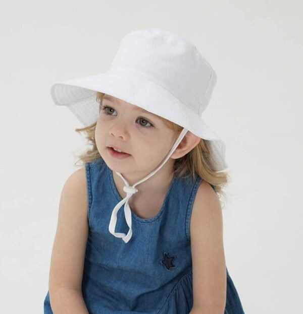 Whaleap UPF 50+ Baby Sun Hat Bucket Adjustable Kids Summer Outdoor Beach Hat Protection with Drawstring Wide Brim for Toddler Boys Girls - Image 7