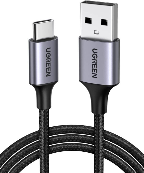 UGREEN Type C Cable 1M USB C Cable Nylon Braided Fast Charging USB Cord Charger Wire for Samsung Galaxy S24, Note 20, M52, A13, A23, A53, MacBook Pro, Nintendo Switch, Huawei, GoPro Hero 7,PS5, etc