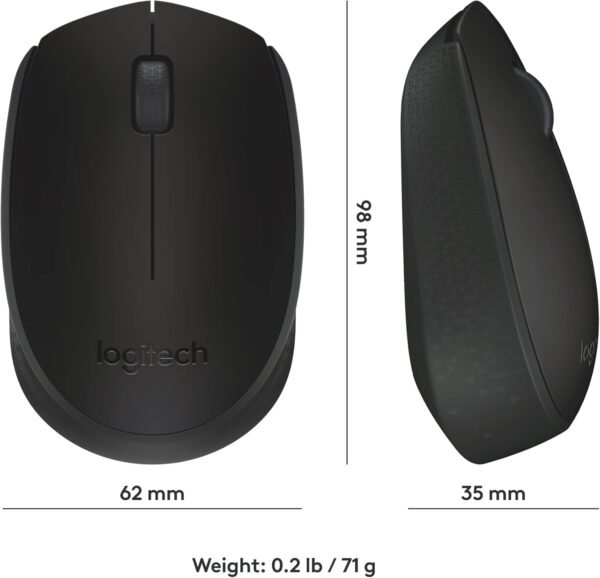Logitech M171 Wireless Mouse for PC, Mac, Laptop, 2.4 GHz, Optical Tracking, 12-Months Battery Life, Ambidextrous-Black - Image 5