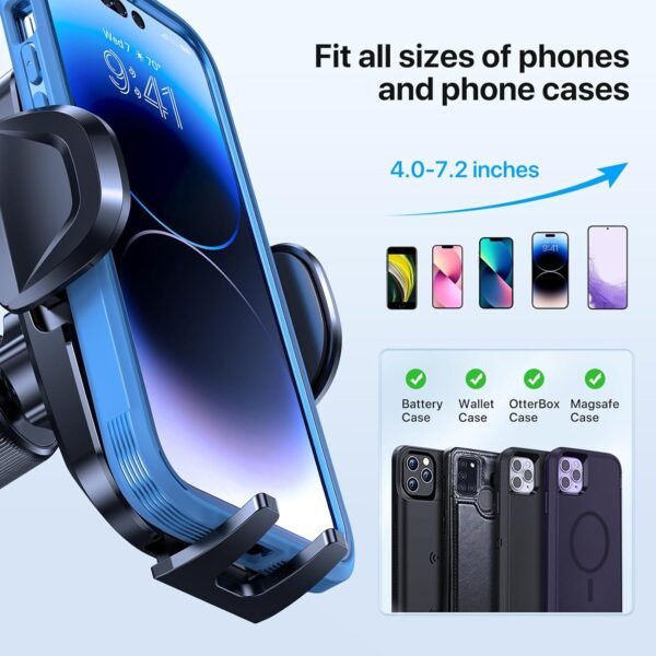 Miracase Universal Car Phone Holder [Powerful Suction Cup] Phone Holder Car for Dashboard Windshield [Double Metal Hook] Mobile Holder for Car Air Vent Car Mobile Holder for All 4.0-7.2" Smartphone - Image 2