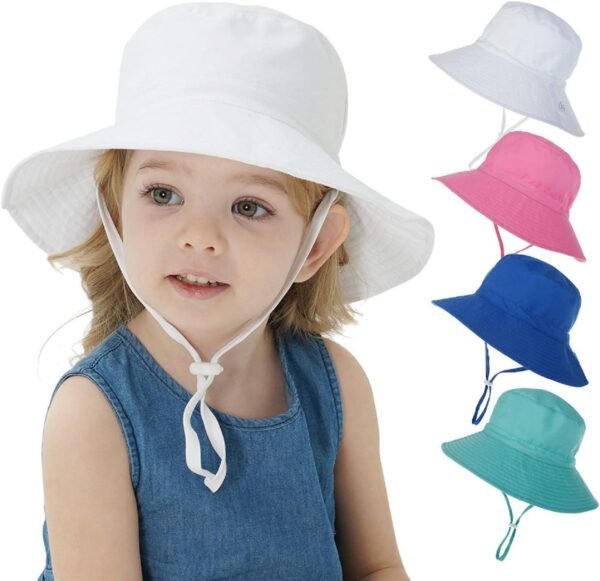 Whaleap UPF 50+ Baby Sun Hat Bucket Adjustable Kids Summer Outdoor Beach Hat Protection with Drawstring Wide Brim for Toddler Boys Girls