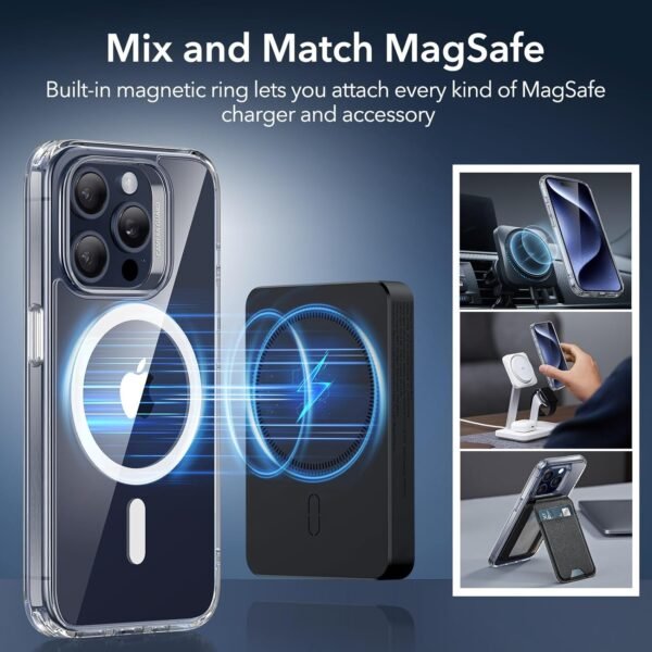 ESR for iPhone 15 Pro Max Case, Compatible with MagSafe, Military-Grade Protection, Yellowing Resistant, Scratch-Resistant Back, Magnetic Phone Cover for iPhone 15 Pro Max, Classic Series, Clear - Image 5