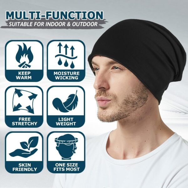 EINSKEY Cotton Slouchy Beanie Hat for Men/Women, Lightweight Oversize Large Thin Skull Cap Chemo Cap Night Sleeping Cap - Image 5