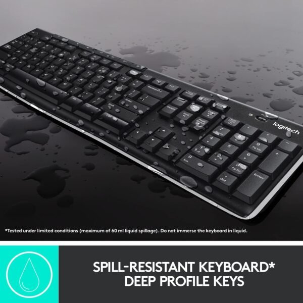 Logitech Mk270 Wireless Keyboard And Mouse Combo For Windows, 2.4 Ghz Wireless, Compact Wireless Mouse, 8 Multimedia And Shortcut Keys, 2-Year Battery Life, Pc/Laptop, English/Arabic - Image 5
