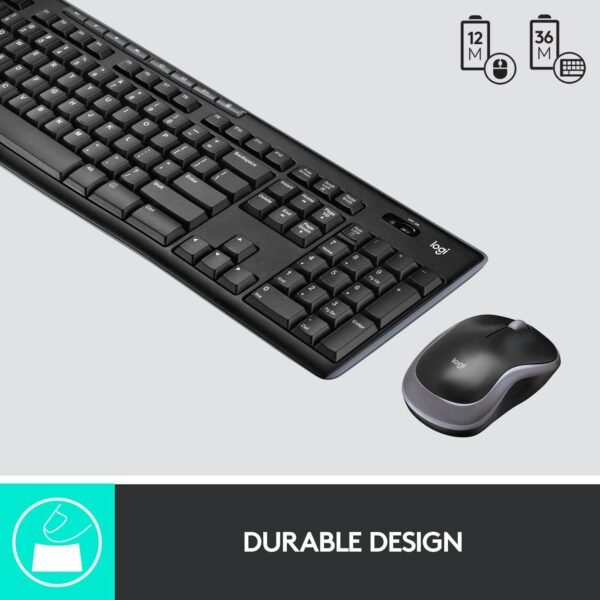Logitech Mk270 Wireless Keyboard And Mouse Combo For Windows, 2.4 Ghz Wireless, Compact Wireless Mouse, 8 Multimedia And Shortcut Keys, 2-Year Battery Life, Pc/Laptop, English/Arabic - Image 4