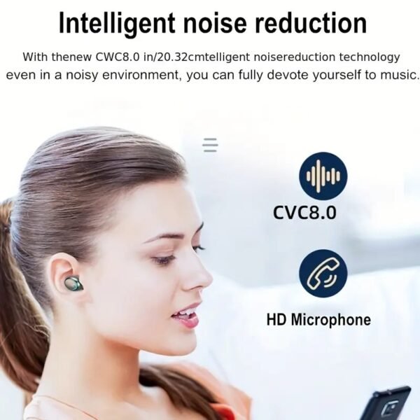 HiFi Stereo Sound & Noise-Cancelling Wireless Earphones With Touch Control, HD Mic & Charging Case - TWS F9-5 Earphones For Women & Men - Image 8