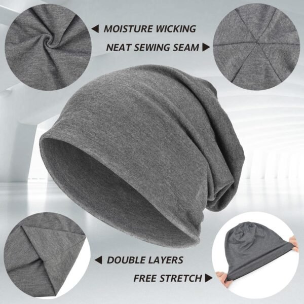 EINSKEY Cotton Slouchy Beanie Hat for Men/Women, Lightweight Oversize Large Thin Skull Cap Chemo Cap Night Sleeping Cap - Image 2