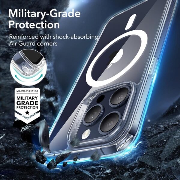 ESR for iPhone 15 Pro Max Case, Compatible with MagSafe, Military-Grade Protection, Yellowing Resistant, Scratch-Resistant Back, Magnetic Phone Cover for iPhone 15 Pro Max, Classic Series, Clear - Image 3