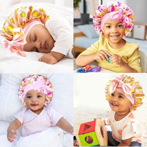 BONNET QUEEN Silk Bonnet for Sleeping Women Satin Bonnet Silk Hair Cap Adjustable Silk Hair Bonnet Night Sleep Cap with Tie Band (Black,Medium) - Image 2