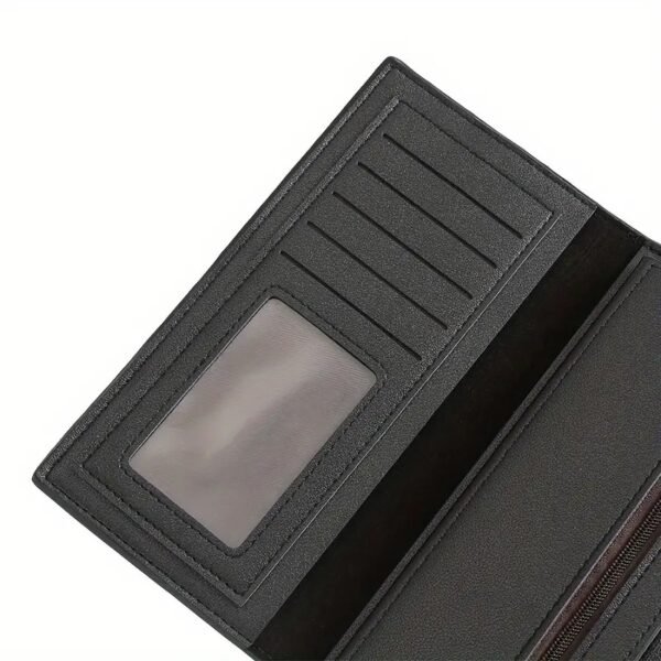 1pc Black PU Leather Business Wallet, Casual Portable Coins Purse, Durable Card Holder With Large Capacity, Multiple Card Slots, Perfect Gift For Teacher's Day, Valentine's Day, Birthday, Christmas, Father's Day - Image 5