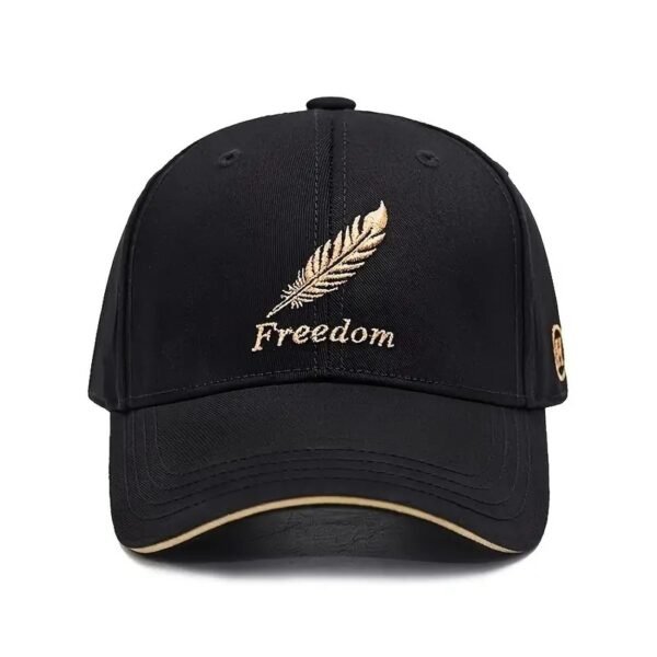 Feather & Freedom Embroidered Baseball Cap Black Washed Peaked Hat Summer Adjustable Sunshade Cap Suitable For Outdoor Sports - Image 2