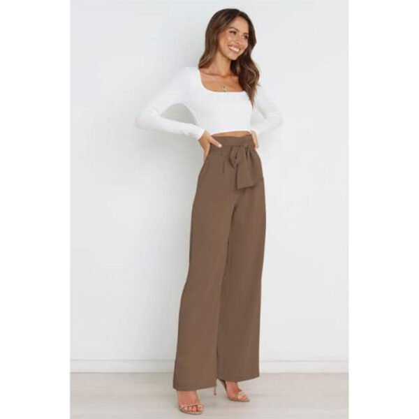 Dinazah Women's Dress Work Wide Leg Trousers Belt Commuting Pants - Image 2