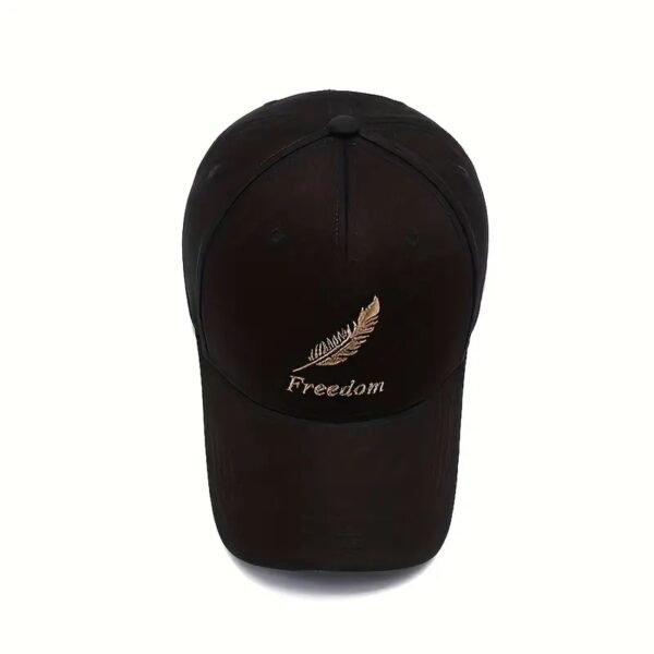 Feather & Freedom Embroidered Baseball Cap Black Washed Peaked Hat Summer Adjustable Sunshade Cap Suitable For Outdoor Sports - Image 6