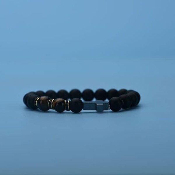 Cross Bracelet for Men Tiger Eye Catholic Rosary Bracelet for Men Boys Adjustable Natural Crystal Stone Bead Anti Anxiety Stretch Bracelet One Size - Image 4