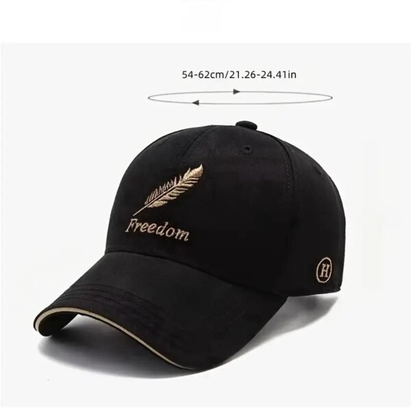 Feather & Freedom Embroidered Baseball Cap Black Washed Peaked Hat Summer Adjustable Sunshade Cap Suitable For Outdoor Sports - Image 5