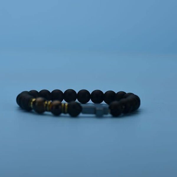 Cross Bracelet for Men Tiger Eye Catholic Rosary Bracelet for Men Boys Adjustable Natural Crystal Stone Bead Anti Anxiety Stretch Bracelet One Size - Image 5