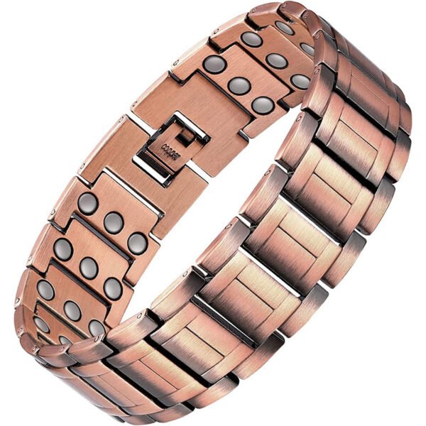 PUJANE Mens Magnetic Bracelets 316L Stainless Steel 3 Rows Magnets Energy Bracelet Ultra Strength 3500 Gauss 3X Magnetic Jewelry Gift with Adjustment Tool (Silver&Gold)