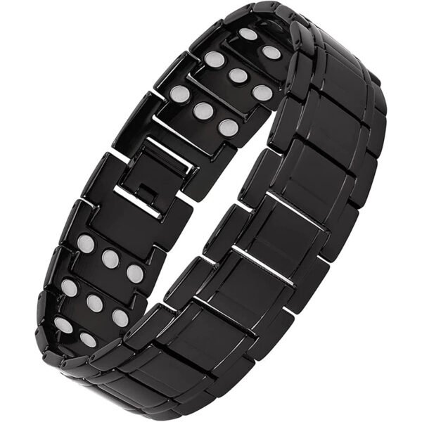 PUJANE Mens Magnetic Bracelets 316L Stainless Steel 3 Rows Magnets Energy Bracelet Ultra Strength 3500 Gauss 3X Magnetic Jewelry Gift with Adjustment Tool (Silver&Gold) - Image 3