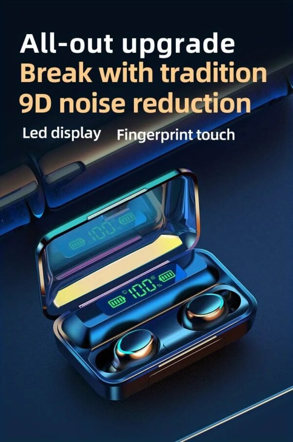 Clear HiFi Stereo And Noise Cancelling Wireless Earphones With Touch Control, HD Microphone And Charging Case - TWS F9-5 Earphones