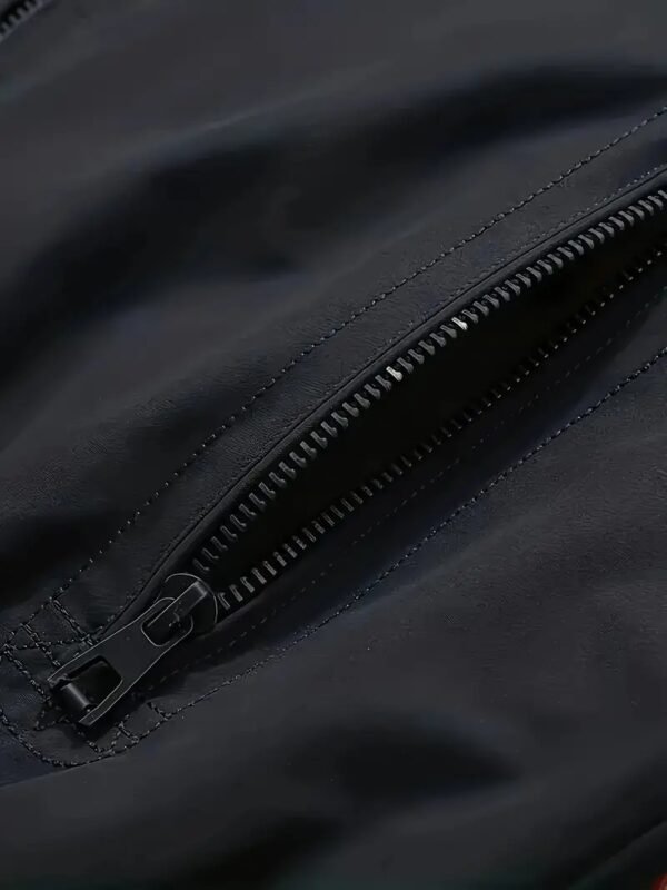 Men's Spring And Autumn Classic Design Reversible Striped Stand Collar Zip Up Long Sleeve Windbreaker Jacket, Versatile For Outdoors Leisurewear - Image 3