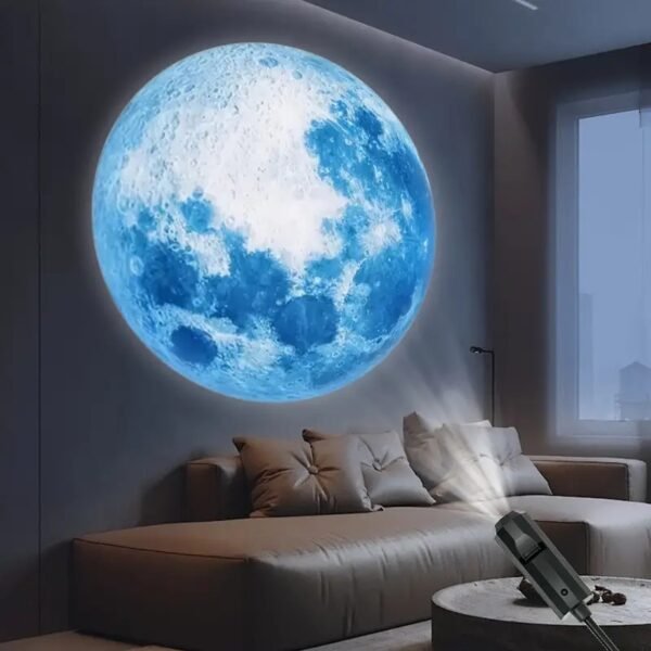 Blue Moon Globe Projector, 360° Rotatable Adjustable LED Light, Lunar Atmosphere Projection Lamp, USB Night Light for Home Decor, Bedroom, Living Room, Gift, Room Décor, Wall and Ceiling Embellishment