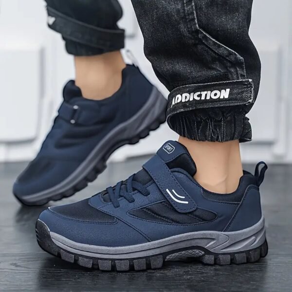 Men's Breathable Casual Shoes With Hook And Loop Fastener, Comfy Soft Sole Sneakers For Outdoor Jogging, Spring And Summer - Image 8