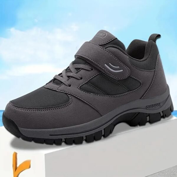 Men's Breathable Casual Shoes With Hook And Loop Fastener, Comfy Soft Sole Sneakers For Outdoor Jogging, Spring And Summer - Image 9