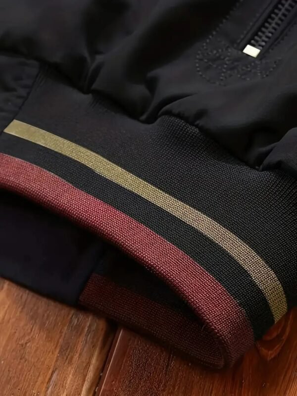 Men's Spring And Autumn Classic Design Reversible Striped Stand Collar Zip Up Long Sleeve Windbreaker Jacket, Versatile For Outdoors Leisurewear - Image 4