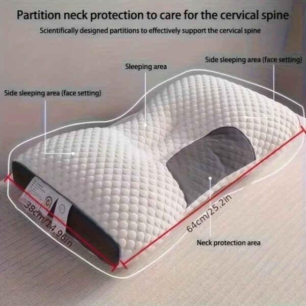 1pc Knitted Thin Pillow With Cervical Spine Protection, Pillow Insert For Sleeping Massage, Moisture-absorbing Breathable Home Bedding Pillow For Living Room, Bedroom, Home Decor - Image 3