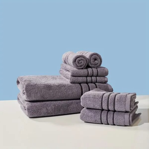 8pcs Soft Cotton Towel Set, Soft & Fluffy Bathroom Towels, 2 Bath Towels 71.12cm X 139.7cm, 2 Hand Towels 33.02cm X 73.66cm & 4 Face Towels 33.02cm X 33.02cm , Bathroom Accessories - Image 4