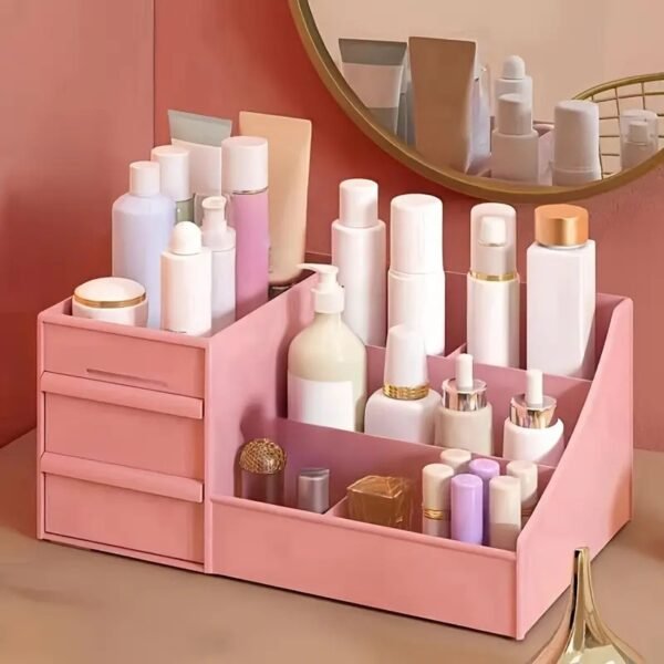 1pc Desktop Cosmetics Storage Box With Drawer, Multi-grid Cosmetics Storage Box, Large Capacity Skincare Sundries Storage Container, Household Multi-functional Makeup Storage Organizer - Image 2