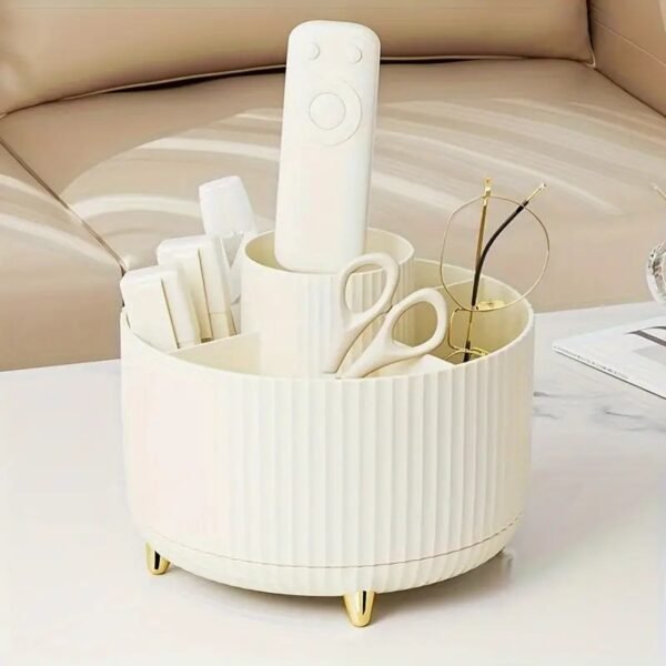 1pc Desktop Rotating Storage Bucket, Makeup Brush Holder, Cosmetics Storage Container, Plastic Makeup Storage Rack, Dorm Bedroom Bathroom Accessories, Makeup Organizer, Vanity Organizer, Home Organization And Storage Supplies, Room Decor - Image 6