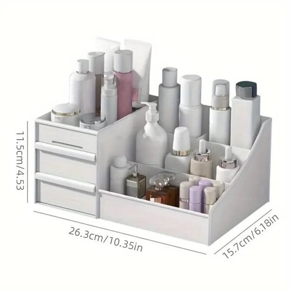 1pc Desktop Cosmetics Storage Box With Drawer, Multi-grid Cosmetics Storage Box, Large Capacity Skincare Sundries Storage Container, Household Multi-functional Makeup Storage Organizer - Image 5