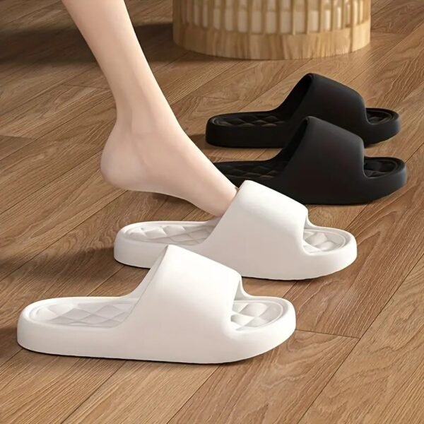 Simple Solid Color Slides, Casual Open Toe Soft Sole Shoes, Comfortable Indoor Home Bathroom Slides - Image 3