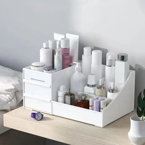 1pc Desktop Cosmetics Storage Box With Drawer, Multi-grid Cosmetics Storage Box, Large Capacity Skincare Sundries Storage Container, Household Multi-functional Makeup Storage Organizer